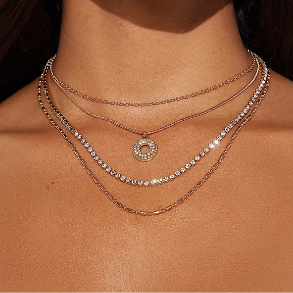 NWT 🌟Layered Open Circle Tennis Necklace🎾🌟 - Picture 2 of 2